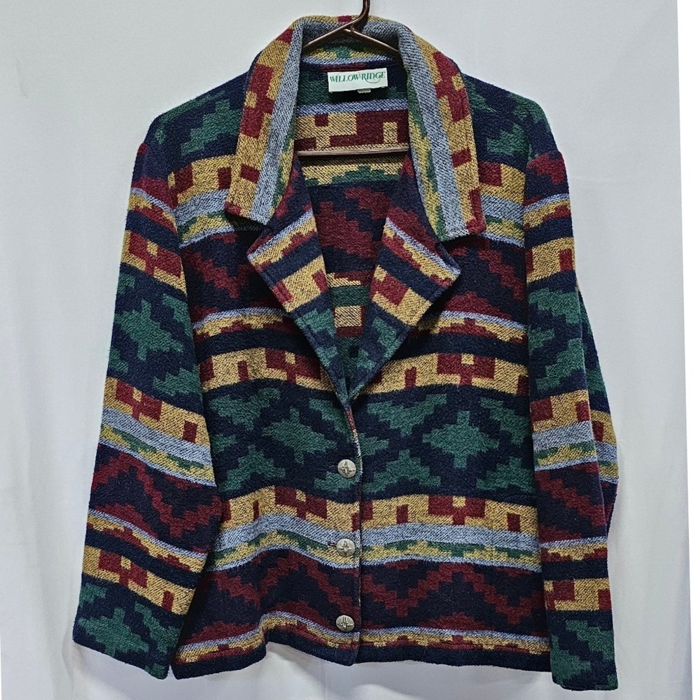WillowRidge Southwestern Tapestry Jacket Geometric AztecBlazer MulticolorVintage